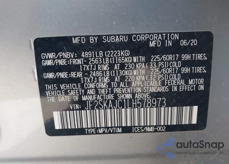 2020 Subaru Forester Premium from USA, damaged, VIN JF2SKAJC1LH578973